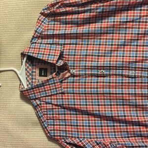 Hugo Boss button up men's large shirt red and blue stripes